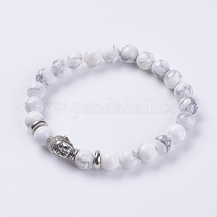 Natural Howlite Beads Stretch Bracelets BJEW-E325-D24-1
