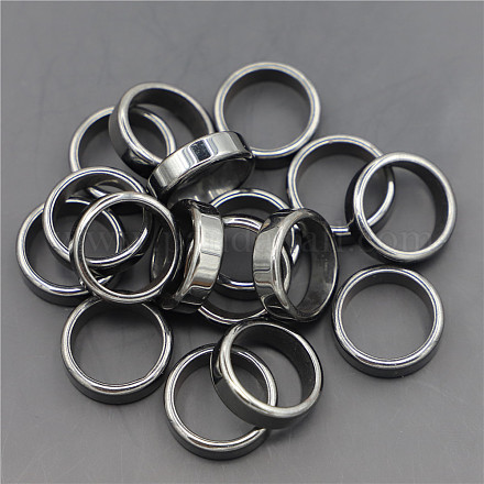 Non-Magnetic Synthetic Hematite Plain Band Ring FIND-PW0021-11F-1