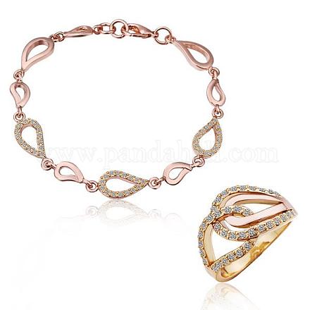 Real Gold & Rose Gold PlatedEco-Friendly Tin Alloy Czech Rhinestone Party Jewelry Sets SJEW-BB11034-10RG-1