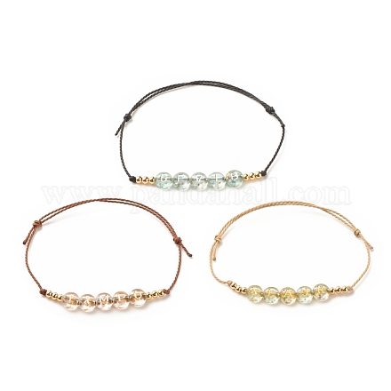 3 set di braccialetti con perline in acrilico a 3 colori BJEW-JB08129-1