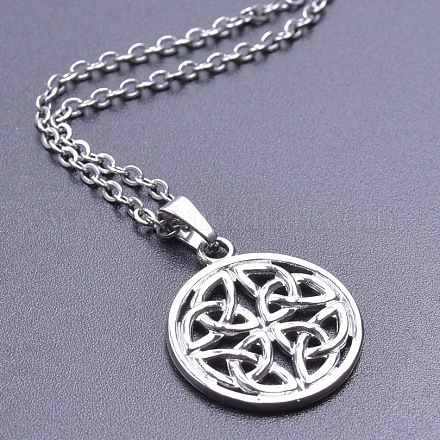 201 нержавеющая сталь плоская круглая с кулоном в виде узла викингов ожерелья для женщин и мужчин FS-WGDB207-01-1