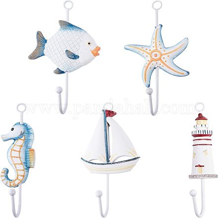 Композитные деревянные настенные крючки в средиземноморском стиле AJEW-FH0001-05-1