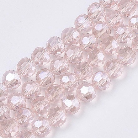 Faceted(32 Facets) Electroplate Glass Bead Strands X-EGLA-R015-8mm-8-1