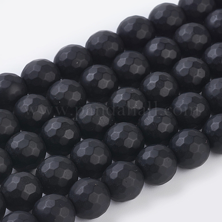 Cuentas sintéticas piedras negras hebras G-C059-10mm-1-1