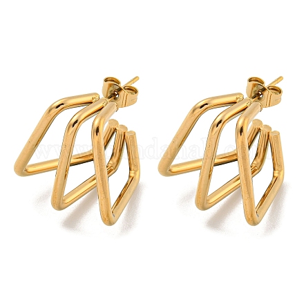 Серьги-кольца из нержавеющей стали 202 с вакуумным покрытием PVD EJEW-H003-16G-1