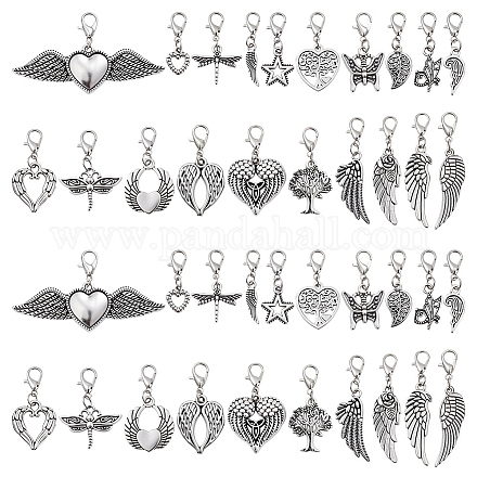 40 шт. 20 стиля подвески из сплава крыла украшения HJEW-PH02111-1