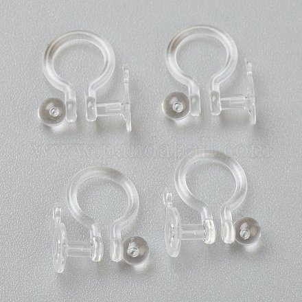 プラスチック製クリップ式イヤリングパーツ  穴開けないイヤリング  透明  12x10x1.2mm  穴：0.7mm X-KY-P001-08-1