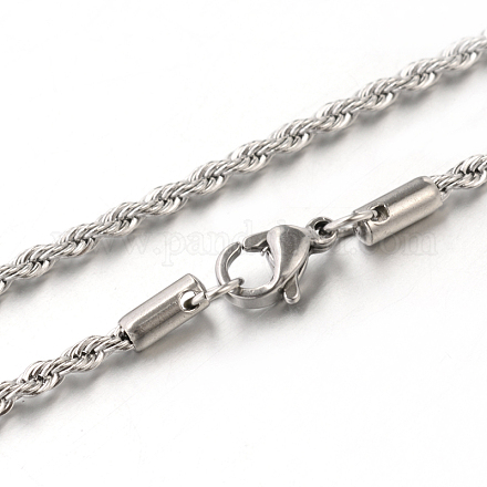 Collares de cadena de cuerda de 304 acero inoxidable NJEW-J032-20P-1