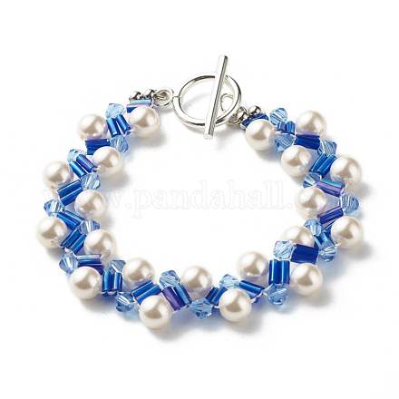 Bracelet perlé coquillage rond pour femme adolescente X1-BJEW-TA00024-02-1