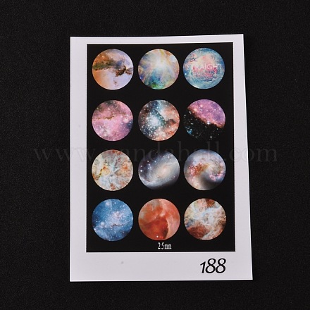 DIY Scrapbooking Bottle Caps Non-Adhesive Paper Nebulae Picture Stickers Collage Sheets for Clear Flat Round Glass Tile Cabochon Pendants X-AJEW-L026-05-1