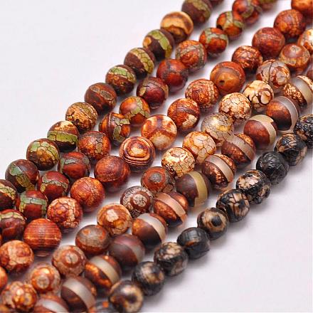 Chapelets de perles dZi naturel de style tibétain G-P229-B-07-6mm-1