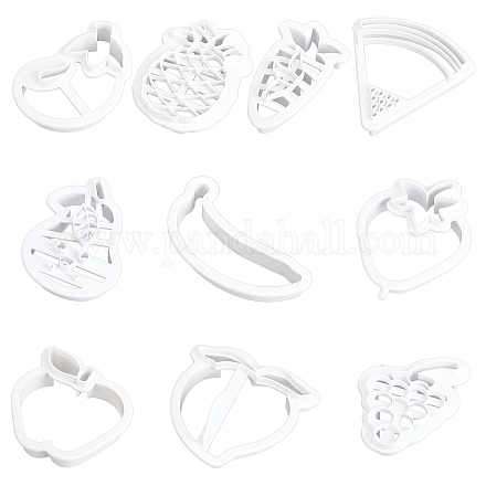 SUPERDANT 10 Styles Fruits Vegetable Polymer Clay Cutters Banana Fondant Cutters Strawberry Pineapple Cookie Shape Carrot Biscuit Cutter Grape Watermelon Craft Cutters BAKE-SD0001-01-1