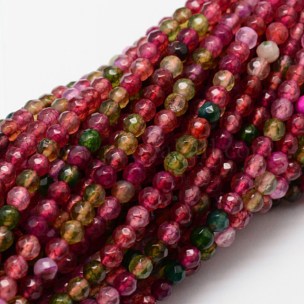 Faceted Natural Agate Round Beads Strands G-E318D-4mm-02-1