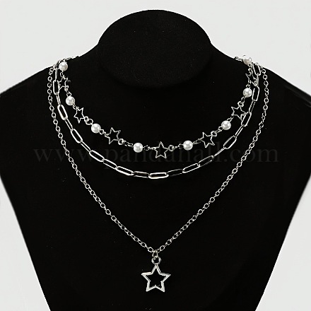 Женское ожерелье с подвеской в виде звезды из цинкового сплава и искусственного жемчуга FS-WG4F198-03-1