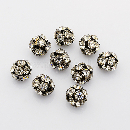 Perles en laiton de strass X-RB-A019-14mm-01B-1