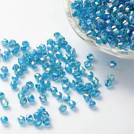 Bicone AB Color Plated Eco-Friendly Transparent Acrylic Beads TACR-A003-4mm-26-1
