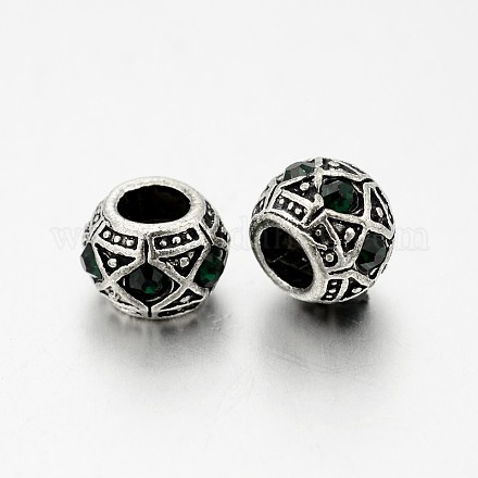 Antique Silver Plated Alloy Rhinestone European Beads CPDL-J031-08AS-1