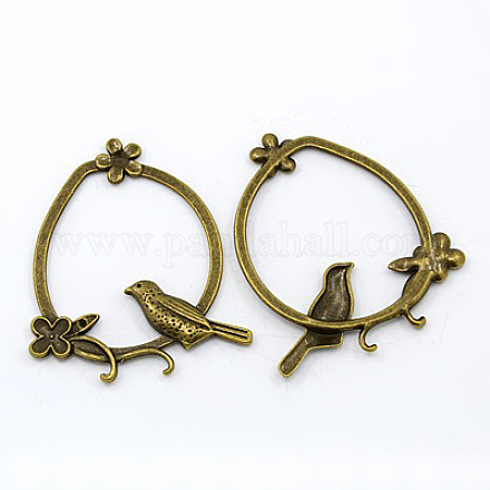 Тибетский стиль кольцо сплава птичьих крупных подвесок EA13491Y-AB-1