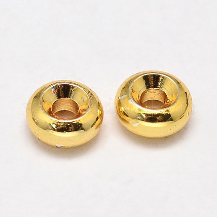 Rondelle Rack Plating & Long-Lasting Plated Brass Beads KK-P030-22G-NF-1