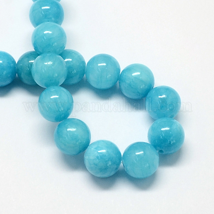 Natural Dyed Yellow Jade Gemstone Bead Strands G-R271-10mm-Y05-1