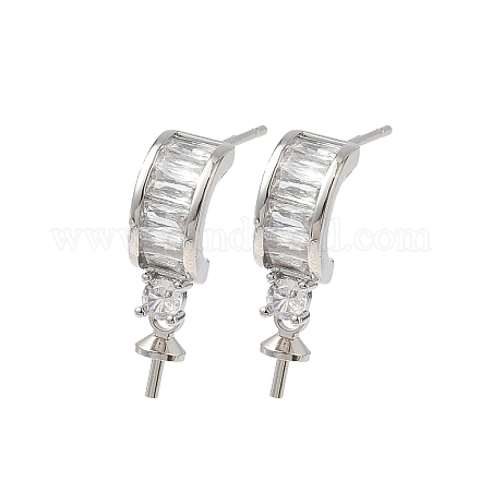 Фурнитура для серег-гвоздиков из латуни с паве из прозрачного кубического циркония KK-D369-08P-1