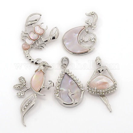 Mixtes pendentifs coquille rose SSHEL-N004-19-1