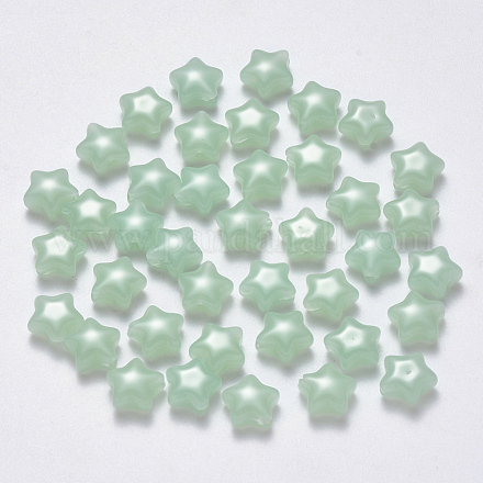 模造ヒスイのガラスビーズ  スター  薄緑  8x8.5x4mm  穴：1mm GLAA-R211-04-B02-1