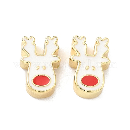 Рождественские латунные эмалевые бусины KK-I474-G14-1