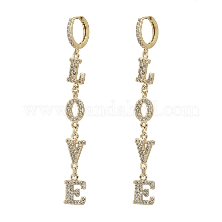 Brass Micro Pave Clear Cubic Zirconia Huggie Hoop Earrings EJEW-JE04259-1