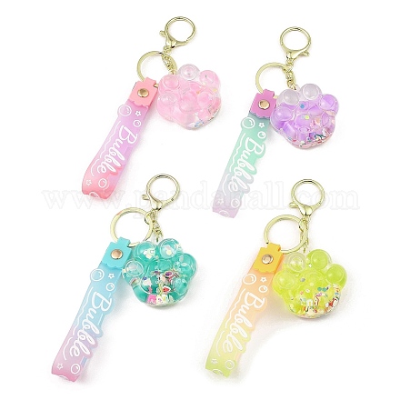 Porte-clés pendentif en acrylique avec empreinte de patte de chat lumineuse KEYC-D019-03G-1