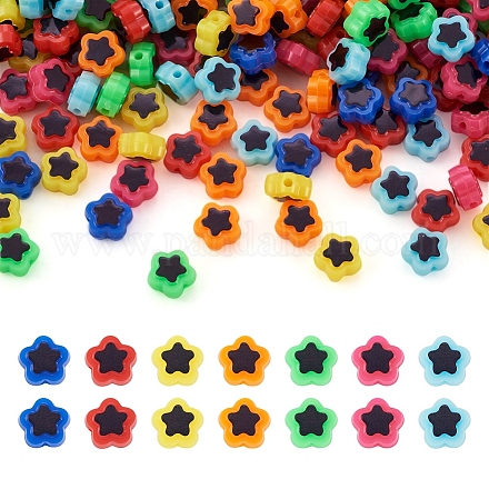 Pandahall 420Pcs 7 Colors Plating Opaque Acrylic Beads OACR-TA0001-14-1