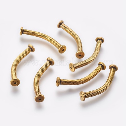 Perles en alliage de tube incurvé de style tibétain X-TIBEB-242-AG-RS-1