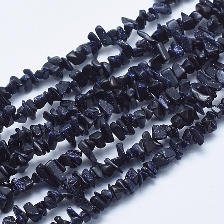 Chapelets de perles en pierre d'or bleue synthétique G-E447-M-05-1