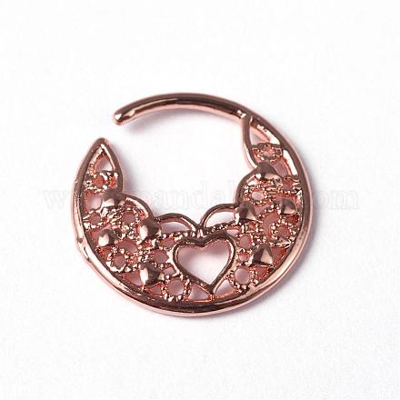 Heart Pattern Brass Nose Studs Nose Piercing Jewelry AJEW-H007-23RG-1