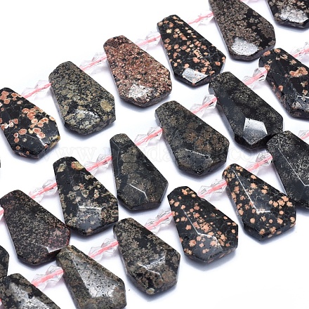 Naturschneeflocke Obsidian Perlen Stränge G-O179-I14-1