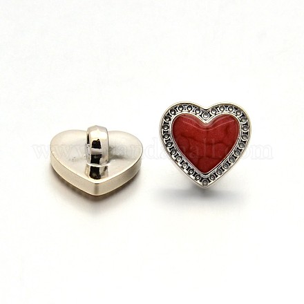 En forme de coeur émail acrylique boutons à queue pour la conception de vêtements BUTT-F045-05-1