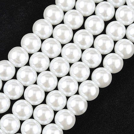 Perles en verre nacré rondes X-HY-12D-B01-1