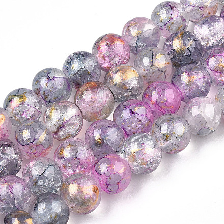 Chapelets de perles en verre craquelé peint DGLA-R053-04P-1