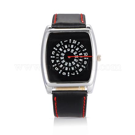 彼の高品質のステンレススチールレザークォーツ腕時計時計用のバレンタインの贈り物  ブラック  240x22~24mm  ウォッチヘッド：40x49.5x10mm  ウォッチフェイス：34x36mm WACH-N003-04-1