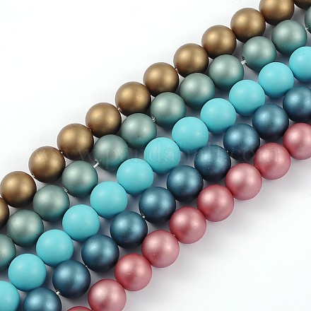 Round Shell Pearl Bead Strands BSHE-J011-10mm-M-1