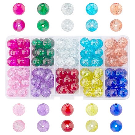 Spray Painted Transparent Crackle Glass Beads Strands CCG-X0002-10mm-B-1