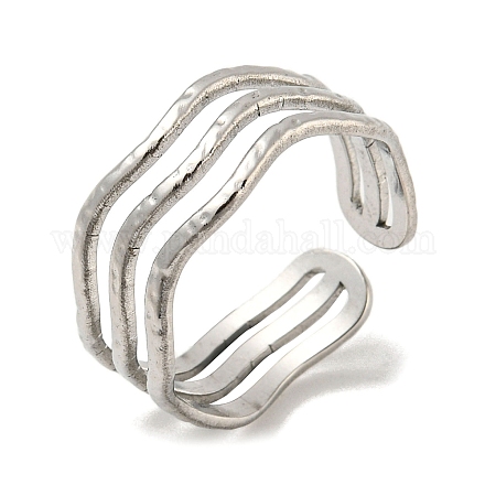 304 anello per polsino aperto a tripla linea in acciaio inossidabile RJEW-C067-07P-1