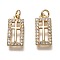 Brass Micro Pave Clear Cubic Zirconia Pendants, Long-Lasting Plated, with Jump Rings, Rectangle with Cross, Real 18K Gold Plated, 15x7x2mm, Jump Ring: 4x1mm, 2mm Inner Diameter