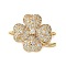 Brass Micro Pave Clear Cubic Zirconia Connector Charms, Clover, Cadmium Free & Lead Free, Long-Lasting Plated, Rack Plating, Real 18K Gold Plated, 16.5x20x4.5mm, Hole: 1mm