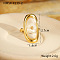 Preserved Flowers 304 Stainless Steel and Epoxy Resin Open Cuff Rings for Women, Golden, Flower, 27x14mm, US Size 4 1/4~14(15~23mm)