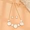 Alloy White Enamel Pendant Necklaces & Stud Earrings Sets, Flat Round, Golden, 430mm & 16mm