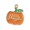 Thanksgiving Day Golden Tone Alloy Enamel Pendants, Pumpkin, 20x17x1.5mm, Hole: 2mm