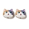 Baking Paint Alloy Beads, Cat Shape, Mixed Color, 13.5x15x6.5mm, Hole: 1.4mm