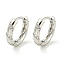 Brass Hoop Earrings, with Clear Cubic Zirconia, Platinum, 3.5x16mm