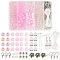 DIY Jewelry Making Kits, including Glass Beads, 304 Stainless Steel French Earring Hooks, Alloy Beads & Clasps, Aluminum Rings, Brass Pins and Elastic Crystal Spandex String, Pink, 10x4mm, Hole: 1mm